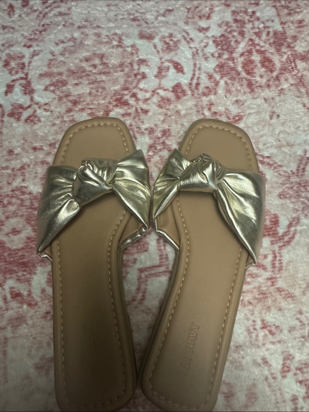 Old Navy Metallic Gold Knot Slide Sandals